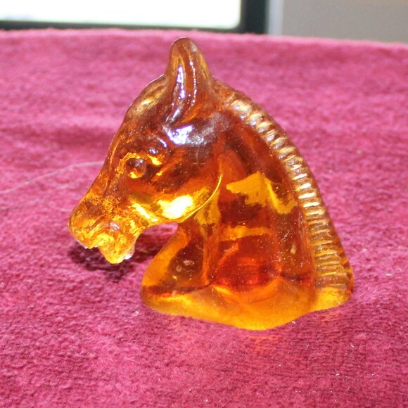 Vintage Other - Vintage Amber Color Glass Horse Bust paperweight 3" tall